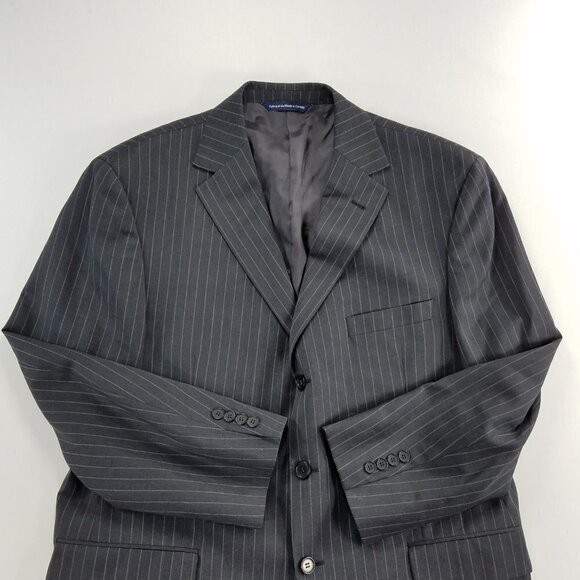 Coppley Suit Gray Pinstripe 2-Pc 44R 38x30.5 Bill Paul Pure Wool Blazer Jacket - Picture 4 of 8
